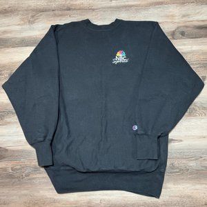 Vtg 90s Black Champion REVERSE WEAVE Embroidered NBC SPORTS PROMO Sweatshirt